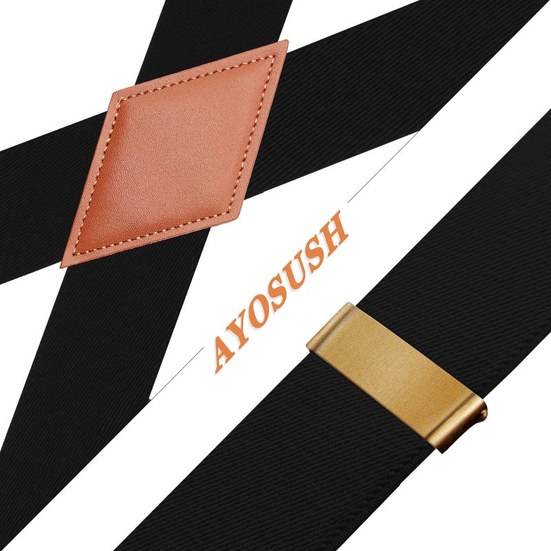 AYOSUSH Vintage Suspenders for Men Heavy Duty 4 Snap Hooks for Belt Loops Adjustable X Back (Black 4, One Size) - Image 5